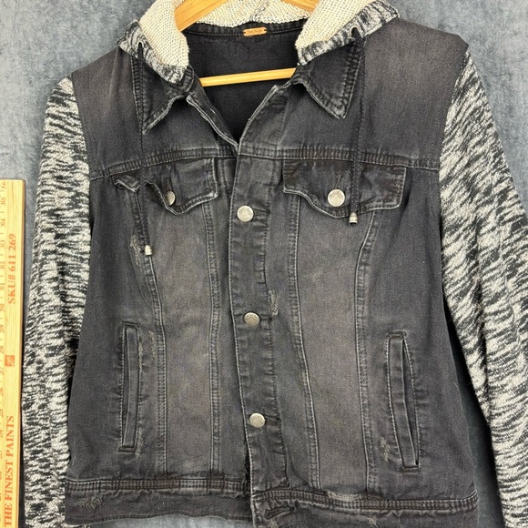 Free People Black and Gray Hybrid Jean Jacket - Picture 3 of 12